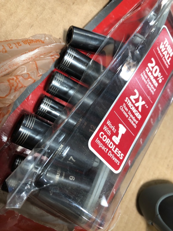 Photo 2 of * SEE NOTES* Husky 3/8 in. Drive Thin Wall Metric Deep Metric 6-Point Impact Socket Set (10-Piece)