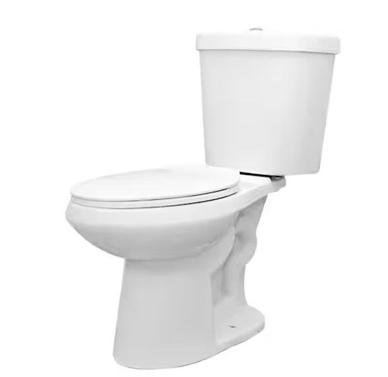 Photo 1 of 12 inch Rough In Two-Piece 1.1 GPF/1.6 GPF Dual Flush Elongated Toilet in White Seat Included
