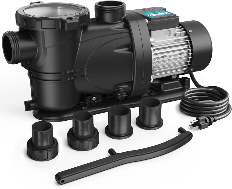 Photo 1 of 1 HP Above Ground Pool Pump, 115V, 4800GPH, 1.25"&1.5''Connection, High Flow, Powerful Self Primming Swimming Pool Pumps with Filter Basket
