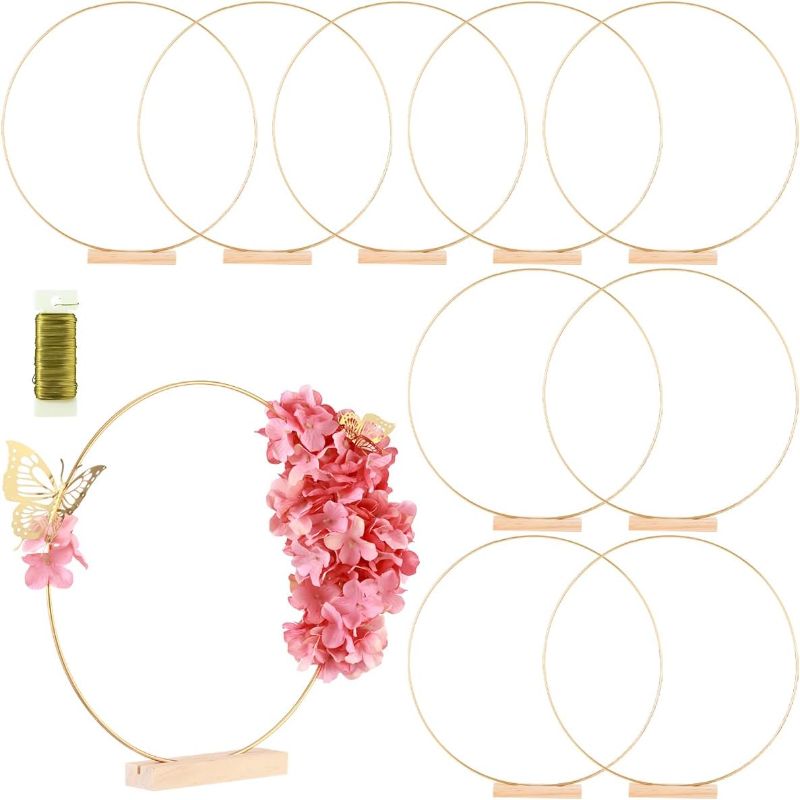 Photo 1 of 10 Pack Floral Hoop with Holders and 38-Yard Paddle Wire 16 Inch Metal Rings for DIY Centerpiece Table Decorations Crafts Macrame Rings Hoop Wreath Dream.