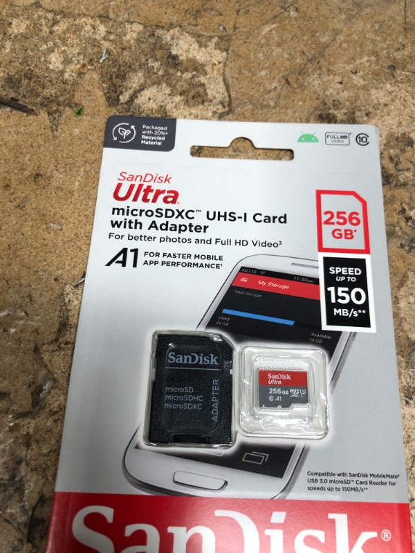 Photo 2 of [Older Version] SanDisk 256GB Ultra microSDXC UHS-I Memory Card with Adapter - 120MB/s, C10, U1, Full HD, A1, Micro SD Card - SDSQUA4-256G-GN6MA