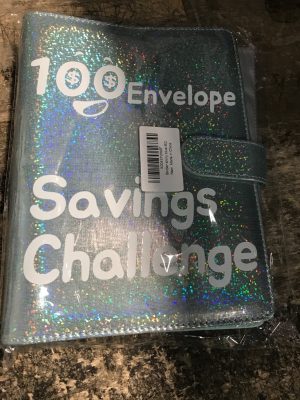 Photo 1 of 100 Envelopes Money Saving Challenge Binder Kit,Savings Budget Book,Easy and Fun Way to Save 5050,A5 Binder Cash Envelopes for Budgeting,Shiny Blue