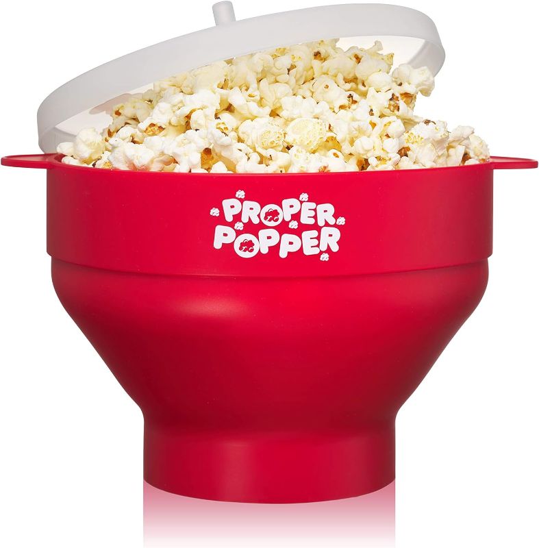 Photo 1 of 
The Original Proper Popper Microwave Popcorn Popper, Silicone Popcorn Maker, Collapsible Bowl BPA Free & Dishwasher Safe - (Red)