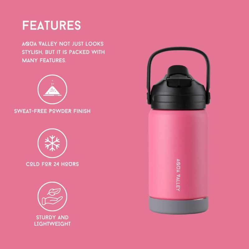 Photo 1 of (READ FULL POST) Insulated Water Bottle with Straw Lid - Stainless Steel Metal Canteen - Keeps Liquids Cold for 24 - Sports Gym Hiking, Biking & Camping Flask - Double Wall Growler (Black, 12oz) 12oz Black