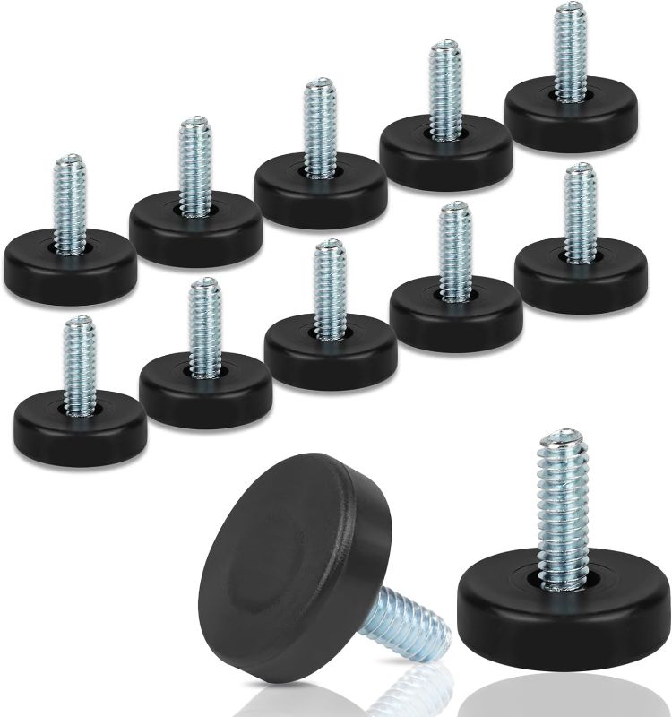 Photo 1 of 1/4" Thread Furniture Feet Levelers, 12 PCS Adjustable Furniture Feet Threaded Screw in, Leveling Feet Screw On Furniture Glide Leveling for Table, Cabinets, Chairs, Stool Legs(1/4"-20