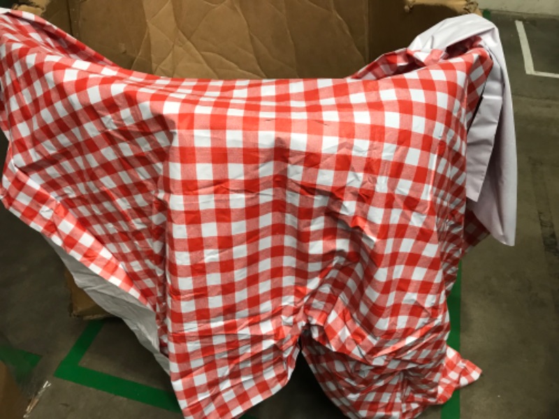 Photo 2 of **HAS A FEW CUTS**
Red and White Checkered Tablecloth Spring Rectangle Buffalo Plaid Gingham Table Cloth - Oblong 60" X 120" Polyester Table Cover Reusable Water Resistant Wipeable for Summer Holiday Kitchen Decorations
