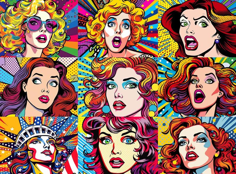 Photo 1 of A Femme Fatale Fusion 1000 Piece Jigsaw Puzzle - Best Jigsaw Puzzle Gift for Women, Pop Art Inspired, Eco-Friendly, Vibrant Colors, by Cross & Glory