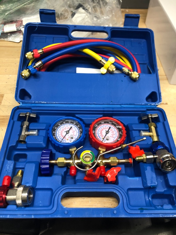 Photo 2 of 
Orion Motor Tech AC Gauges, AC Manifold Gauge Set for R134a R12 R502 Refrigerant, 3 Way Car with 5FT Hoses Couplers & Adapter, Puncturing & Self...