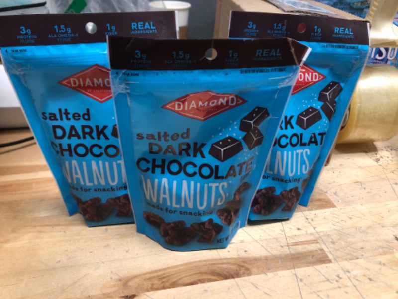 Photo 2 of **3 PACK**Diamond of California Salted Dark Chocolate Walnuts, 4 oz, 1 Pack Salted Dark Chocolate 1 Count 