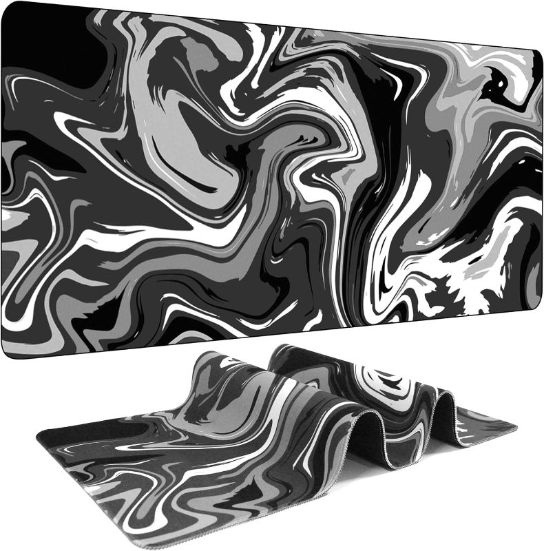 Photo 1 of ?5 Patterns 3 Sizes? Fluid Pattern Marbled Design Large Mouse Pad Gaming Giant Big Desk Mat Desk Pad Computer Keyboard Mousepad with Stitched Edge for Home Office Work - 35.5" L*15.8" W