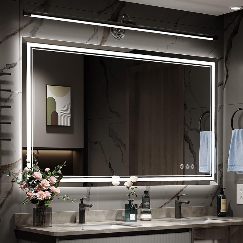 Photo 1 of ***USED - DAMAGED - SEE COMMENTS***
LOAAO 48X32 LED Bathroom Mirror with Lights, Anti-Fog, Dimmable, Backlit + Front Lit, Lighted Bathroom Vanity Mirror for Wall, Memory Function, Tempered Glass (Safe to Use)
