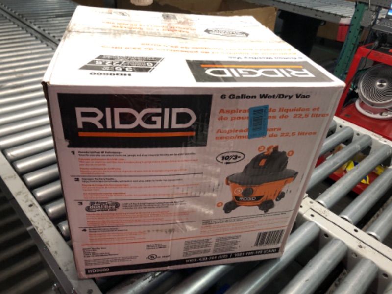 Photo 4 of ***USED - LIKELY MISSING PARTS - UNABLE TO VERIFY FUNCTIONALITY***
RIDGID 6 Gallon 3.5 Peak HP NXT Wet/Dry Shop Vacuum with Filter, Locking Hose and Accessories