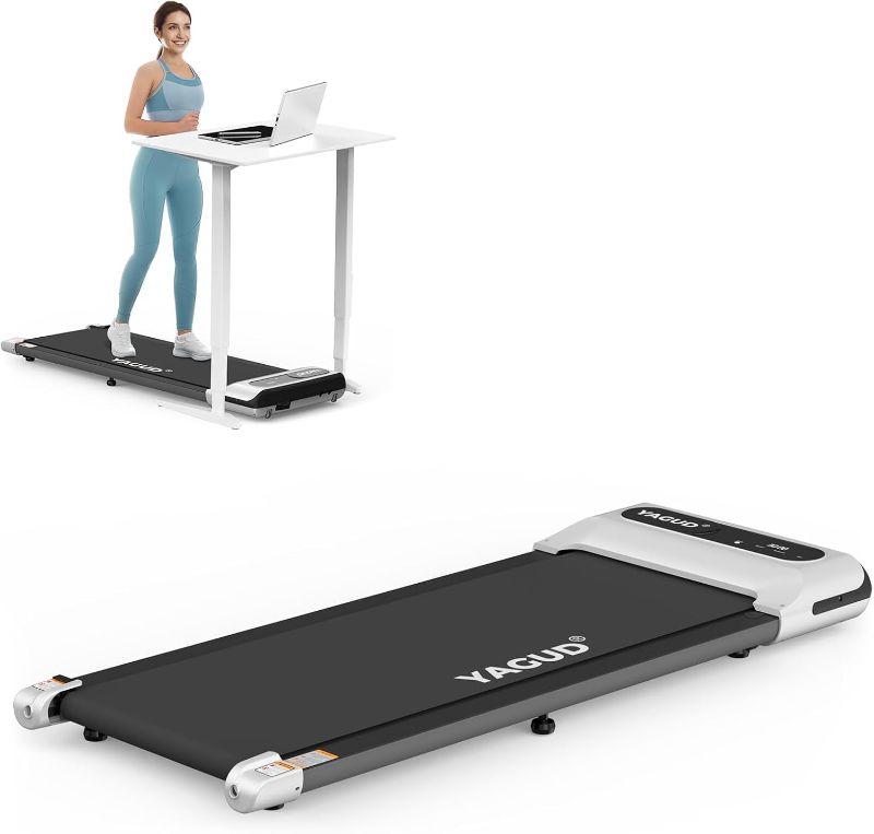 Photo 1 of ***USED - MISSING PARTS - SEE COMMENTS***
YAGUD Under Desk Treadmill, Walking Pad for Home and Office, 2.5 HP Portable Walking Jogging Running Machine with Remote Control and LED Display, Sliver