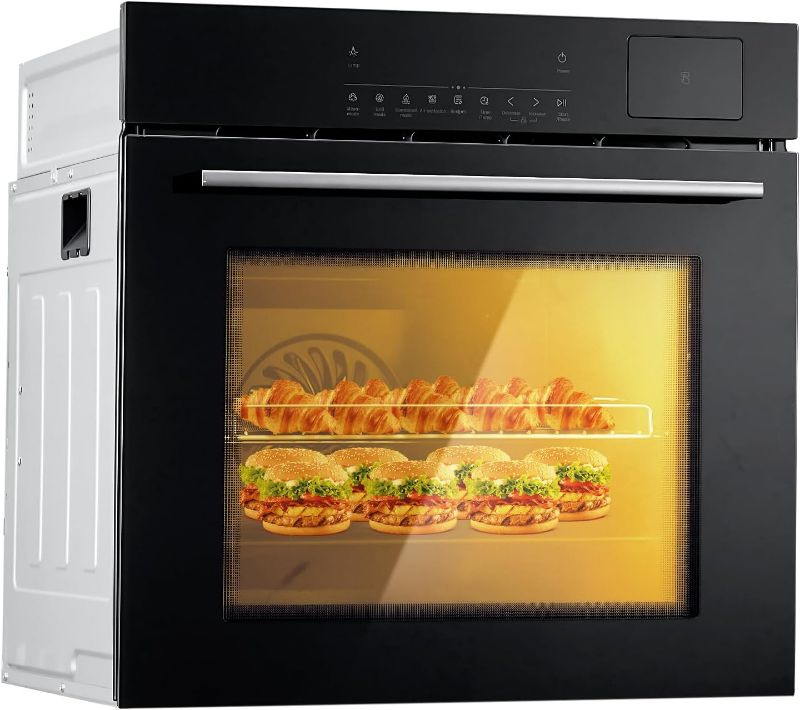 Photo 1 of **READ NOTES**STOCK PHOTO FOR REFERENCE ONLY**
24" Electric Single Wall Oven, 3000W/240V Built-in Wall Oven with 2.5Cu.Ft Capacity, 3D Surround Heating, Double-Layered Glass Door, Touch Control G66DQ-AC