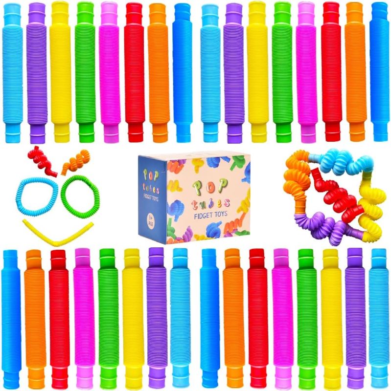 Photo 1 of 32Pack Pop Tubes, Fidget Tubes for Children and Adult Sensory Fidget Toy Set for Stress and Anxiety Relief Educational Learning Toys for Kids
