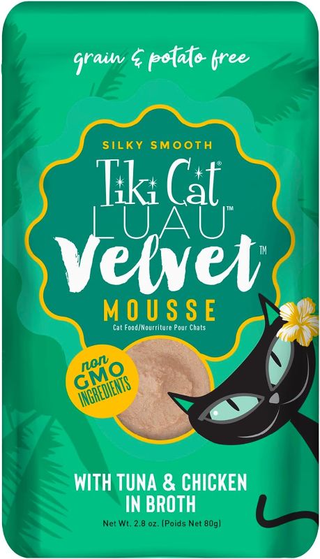 Photo 1 of **BEST BY 825/25** Tiki Cat Broths Tuna in Broth with Meaty Bits Grain-Free Wet Cat Food Topper, 1.3-oz pouch, case of 12