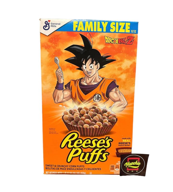 Photo 1 of **BEST BY FEB 12 2025** Puffs X Dragon Ball Z Limited Editon Cereal by Munchie Box Curations ((1) Family Size 19.7 Oz, GOKU)
