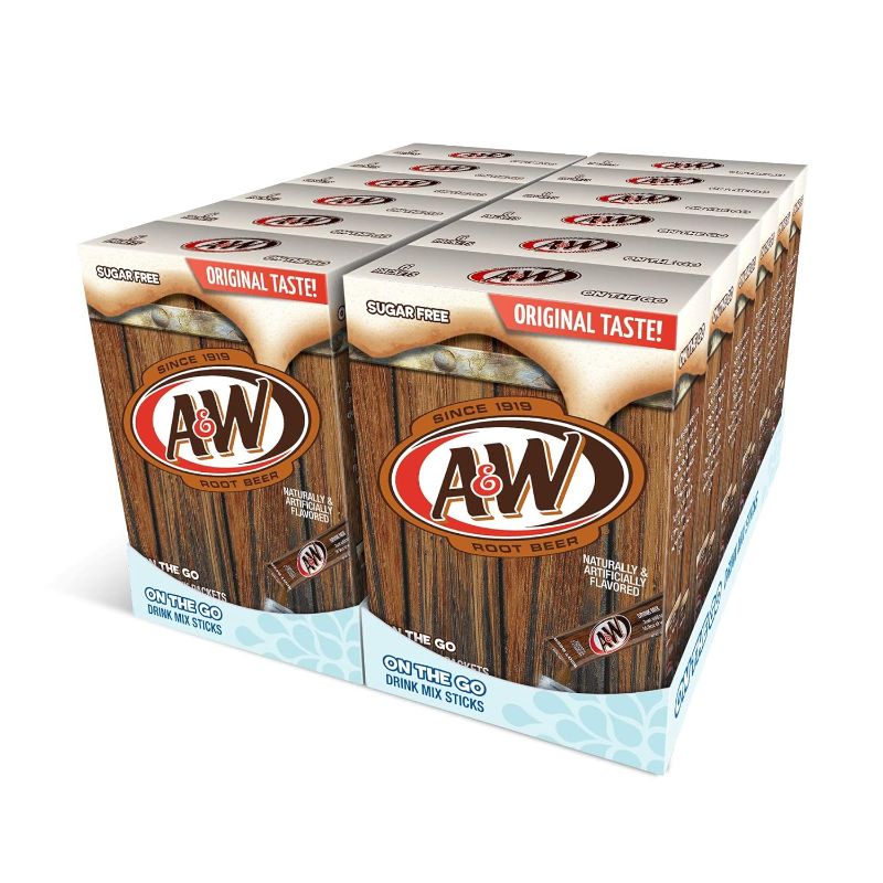 Photo 1 of A&W Singles To go Powder Packets - Sugar Free, Non-carbonated Root Beer Water Drink Mix (6 Boxes with 6 Packets Each - 36 Total Servings)