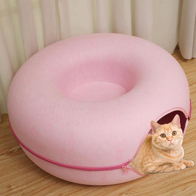 Photo 1 of ***TUNNEL DIAMETER APPRX. 24" **ZIPPER IS DAMAGED**
Cat Tunnel Bed, Cat Cave Bed, Large Cat House for Pet Cat Cave ?Detachable Round Felt & Washable Interior Cat Play Tunnel for Small Pets (Pink)
