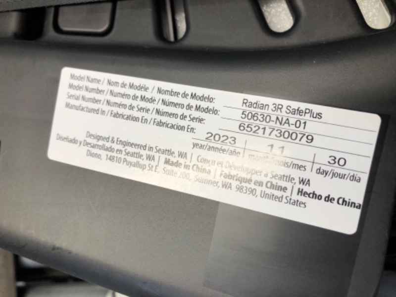 Photo 4 of ***USED - LIKELY MISSING PARTS - UNABLE TO VERIFY FUNCTIONALITY***
Diono Radian 3R SafePlus All-in-One Convertible Car Seat