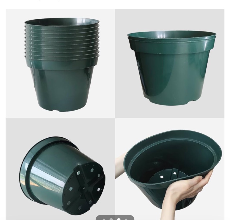 Photo 1 of 4 Pack Plastic Planter Pots, 10 Inch Thick Plant Pots with Multiple Drainage Holes, Pots for Plants Such as Herbs Strawberry and Flowers, Green Growing Planters for Outdoor Plants or Indoor (Green)