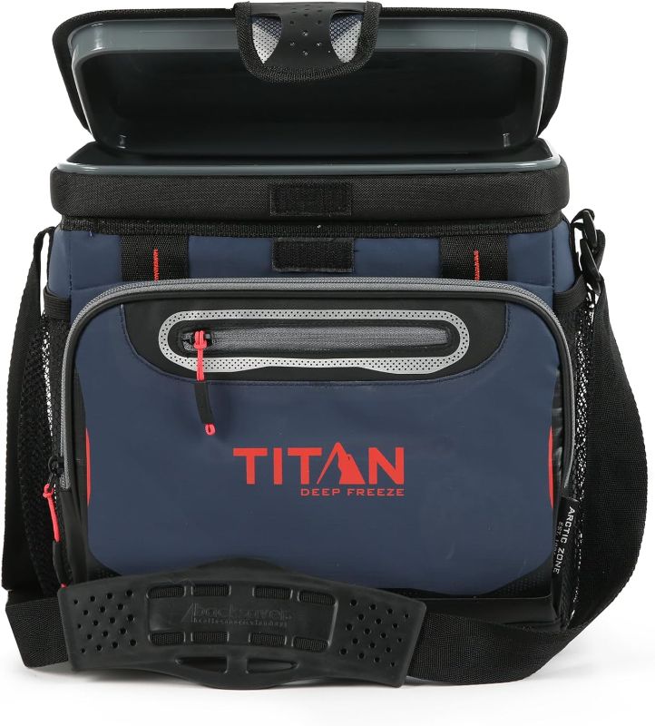 Photo 1 of ***DAMAGED - LINER CRACKED - SEE PICTURES***
Titan Deep Freeze Cooler Zipperless Hardbody Cooler - Deep Freeze Insulation, HardBody Liner, and SmartShelf, 12.25"D x 12.25"W x 8"H