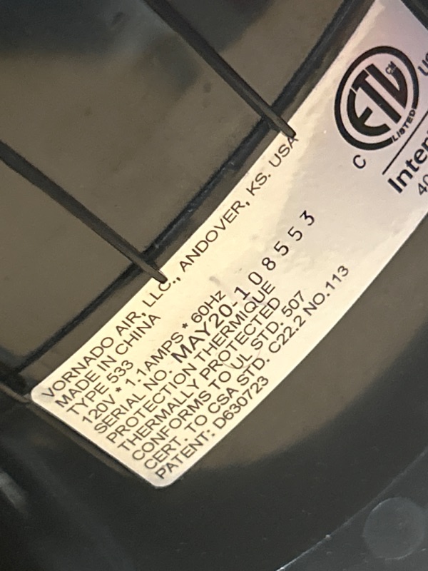 Photo 3 of [NONREFUNDABLE, FOR PARTS/ READ NOTES]
Vornado 630 Mid-Size Whole Room Air Circulator Fan for Home, 3 Speeds, Adjustable Tilt, Removable Grill, 9 Inch, Moves Air 70 Feet, Quiet Fan for Bedroom
