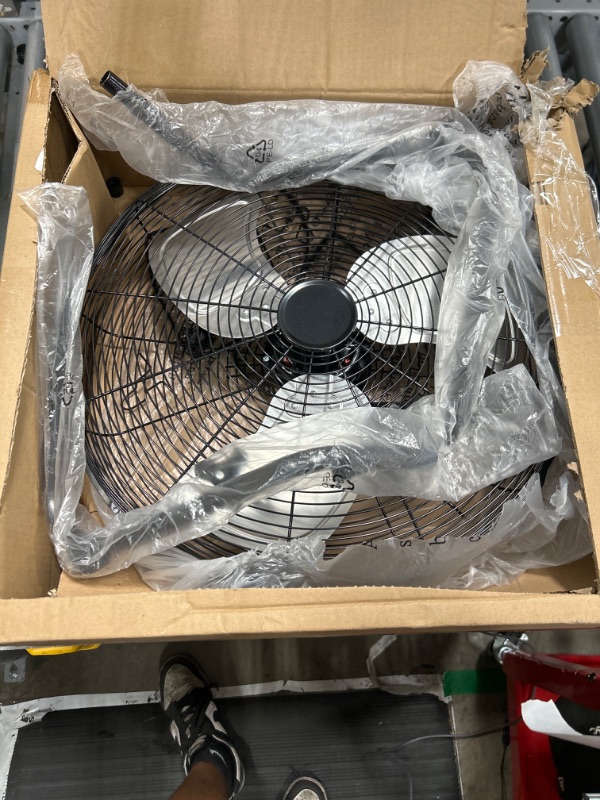 Photo 2 of Amazon Basics 20-Inch High-Velocity Industrial Fan with 3 Speeds, Durable Metal Construction and Aluminum Blades, Ideal for Industrial & Commercial Spaces, 125 Watts, Black, 9.45"D x 23.43"W x 23.82"H