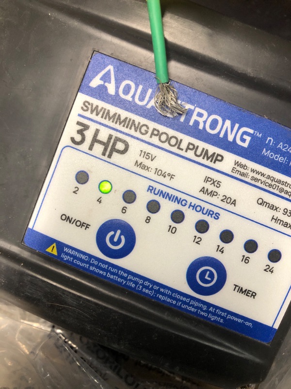 Photo 3 of (READ FULL POST) AQUASTRONG 3 HP In/Above Ground Pool Pump with Timer, 115V, 9350GPH, High Flow, Powerful Self Primming Swimming Pool Pumps with Filter Basket 115V 3hp + With Timer