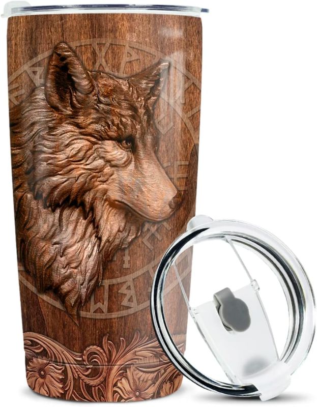 Photo 1 of (READ FULL POST) Wolf Tumbler Wolves Gifts For Women Men Wolf Cup 20oz Stainless Steel Insulated Tumblers Coffee Travel Mug Cup Equestrian Gifts For Birthday Christmas
