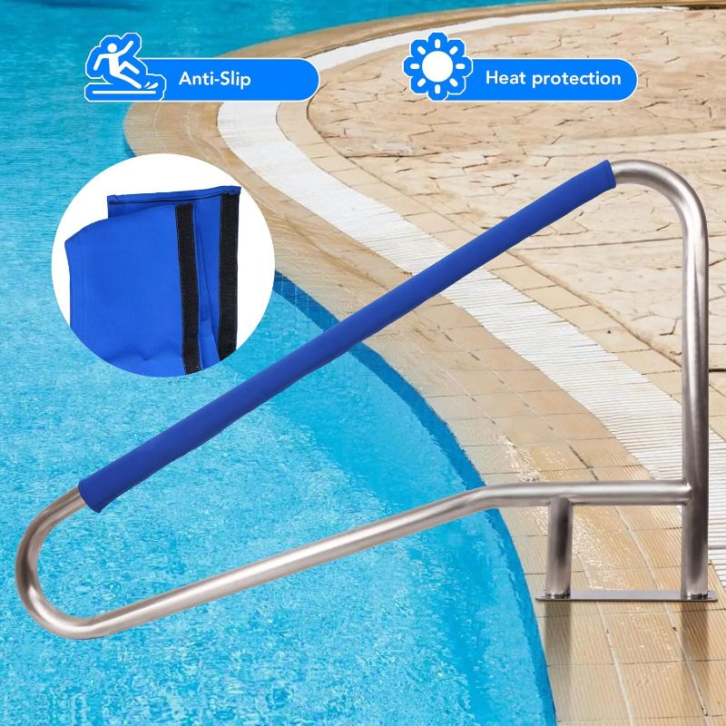 Photo 1 of *MAY NOT BE EXACT SAME AS STOCK PHOTO* Swimming 304 Stainless Steel Pool Stair Rail Humanized Swimming Pool Handrail 250LBS Load Capacity with Blue Grip Cover for Inground Pool