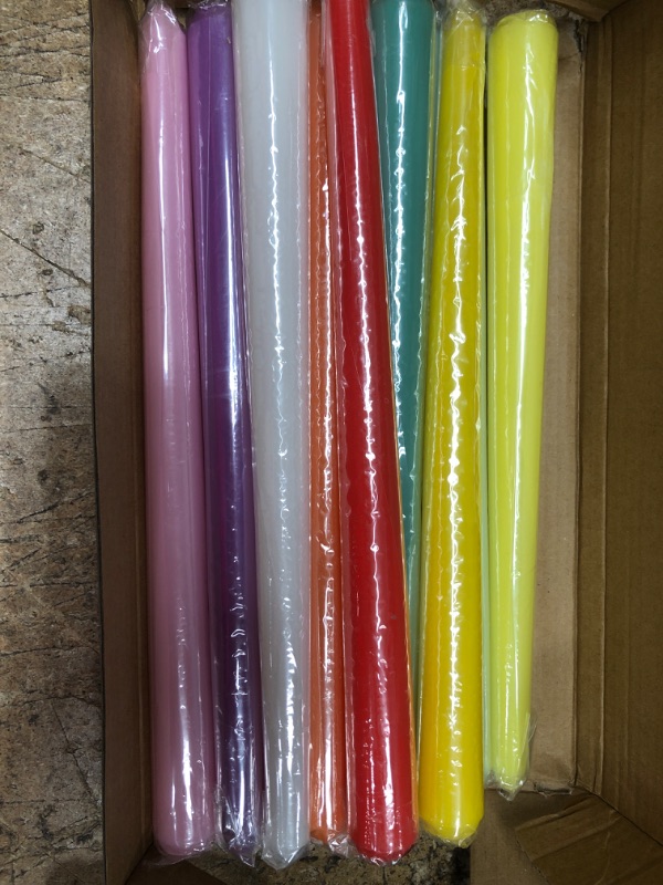 Photo 1 of 10 Inch Colored Taper Candles for Religious and Spiritual Settings, 12 Pack Unscented Candlesticks for Holiday, Seasonal Celebration and Home Decoration 12-colored 10 inch, 12 Pcs