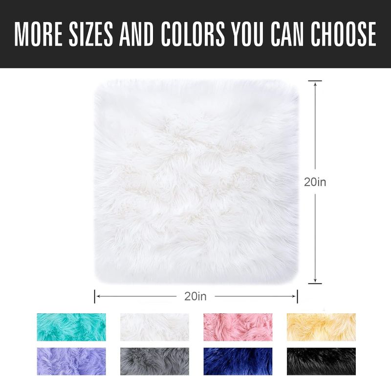 Photo 3 of (READ FULL POST) Noahas White Faux Fur Table Runner,Cute Seat Chair Cushions for Dining Chairs 6 Pack,1.6 x 1.6 ft Fluffy Fur Placemats,Soft Faux Sheepskin Chair Pads,Fuzzy Fur Chair Covers,Locker Rugs,Table Mats