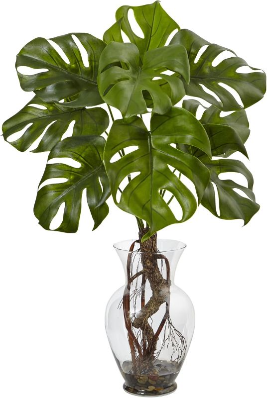 Photo 1 of 
Nearly Natural 26in. Monstera Plant in Rocks with Glass Vase