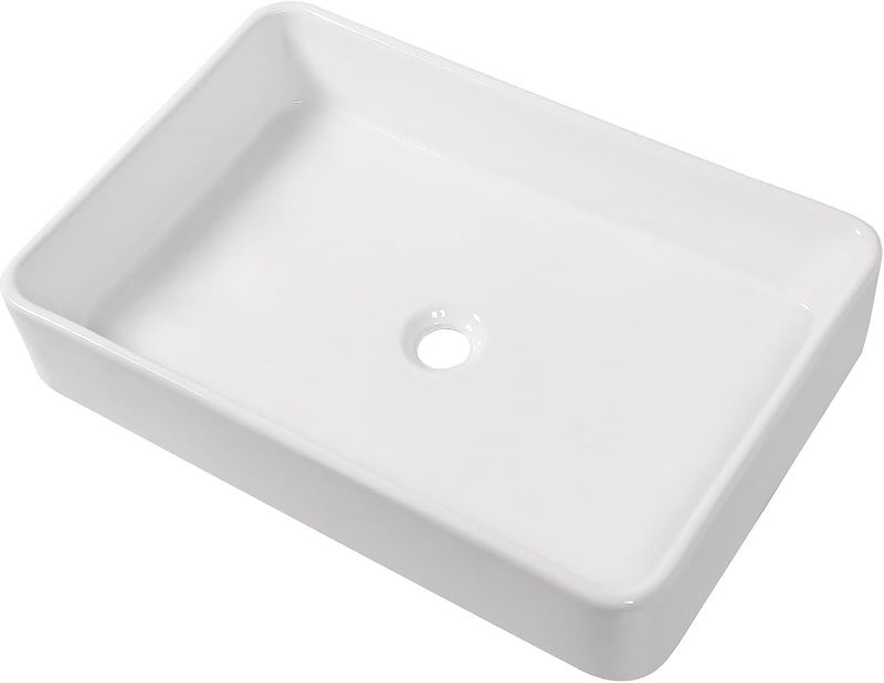 Photo 1 of 
Rectangle Vessel Sink Above Counter- Mocoloo 24"X16" Bathroom Sink Countertop White Porcelain Ceramic Lavatory Vanity Sink Basin
Size:24"x16"
Color:White