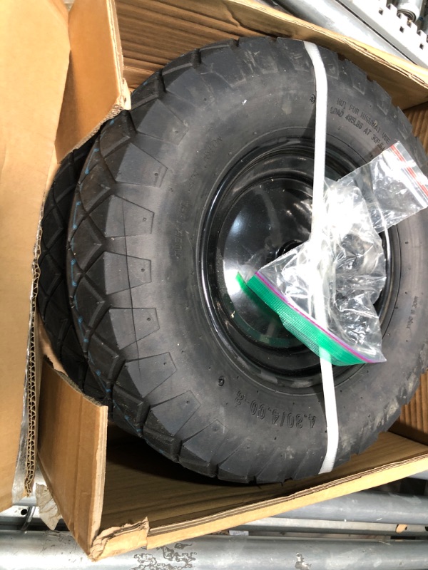 Photo 1 of 2-Pack of 4.80/4.00-8"Wheels,16" Pnuematic Tires,Steel Rim and 5/8"or 3/4" Axle Bore Hole,3-6" Centered Hub for Wheelbarrows,Garden Carts,Dump Cart,Utility Wagon and More?All Purpose Utility Tire