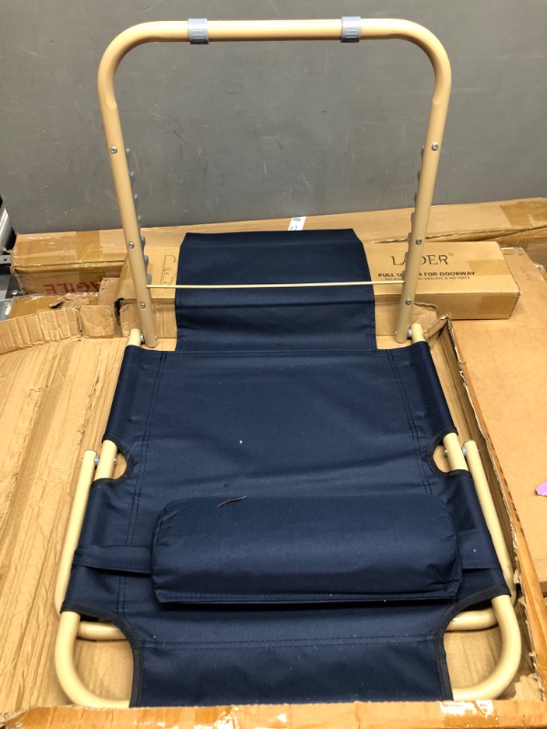 Photo 2 of 
Menkxi Lifting Bed Backrest Portable Folding Adjustable Sit up Back Rest Multifunction Chair for Bed Change Angle of Backrest for Elderly Patients Back Neck...
Color:Dark Blue
Size:23.6 Inch