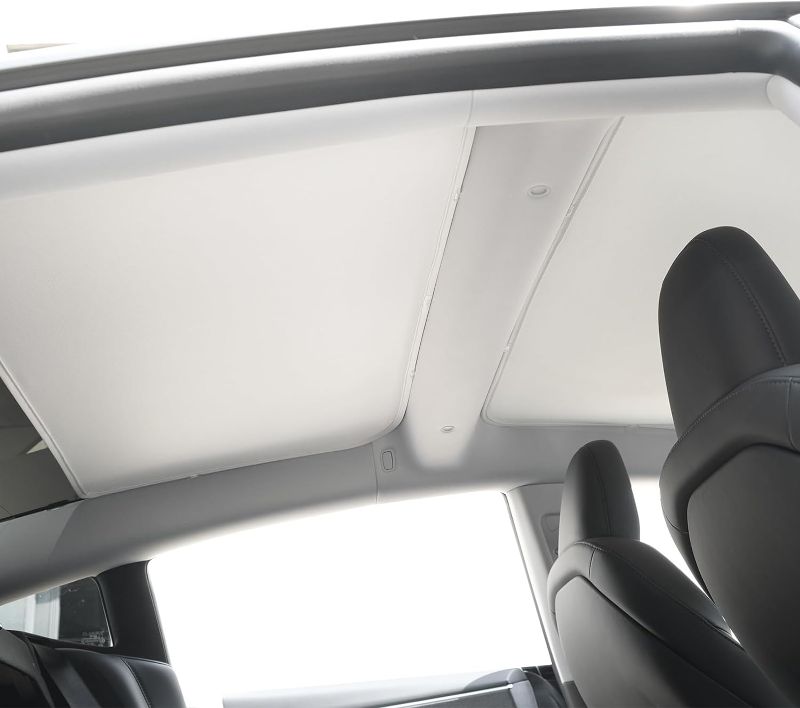 Photo 2 of ?Truly Double Sunshade? Jawjut 2024 New Upgraded Roof Dual Layer Sunshade compatible with Tesla Model 3 Can be folded over and over again to reflect The sun's rays
