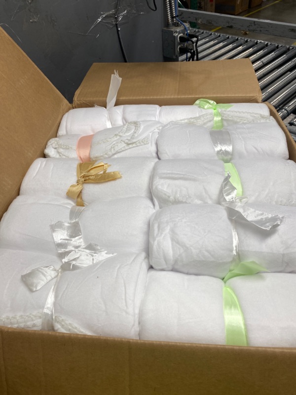 Photo 1 of 100 pack of plain white baby blankets with different colored ribbons see photo for details