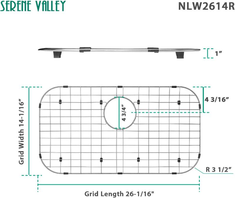 Photo 3 of (READ FULL POST) Serene Valley Sink Protector Grid 26-1/16" x 14-1/16", Rear Drain with Corner Radius 3-1/2", 304 Stainless Steel Material NLW2614R