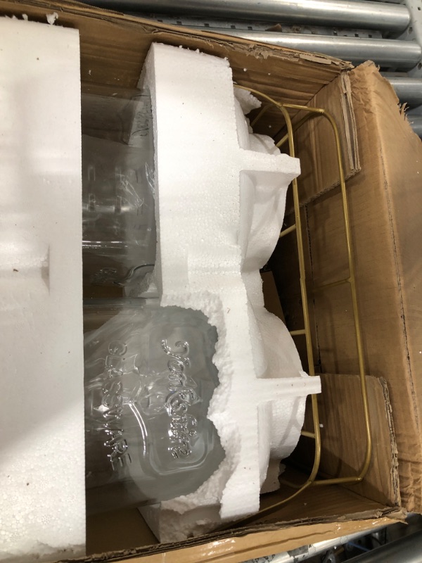 Photo 1 of  Glass Drink Dispenser for Parties, 1 Gallon Beverage Dispenser with Stand and Spigot Solid Stainless Steel, Used as Lemonade Dispenser Sun Tea Jar Kombucha Jar, Set of 2