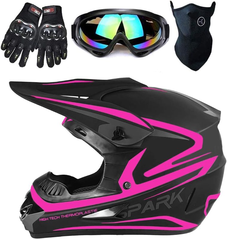 Photo 1 of **MINOR DAMAGE READ NOTES**STOCK PHOTO FOR REFERENCE ONLY**
DOT Youth Kids Motocross Helmet Gloves, Unisex Off-road Dirt Bike ATV BMX MX Downhill Street 