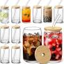 Photo 2 of [ 12pcs Set ] Glass Cups with Bamboo Lids and Glass Straw - Beer Can Shaped 16 oz Iced Coffee Drinking Glasses, Cute Tumbler Cup for Smoothie, Boba Tea, Whiskey, Water - 4 Cleaning Brushes