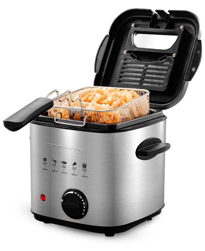 Photo 1 of 1.58 Qt Silver Small Electric Deep Fryer with Removable Frying Basket
