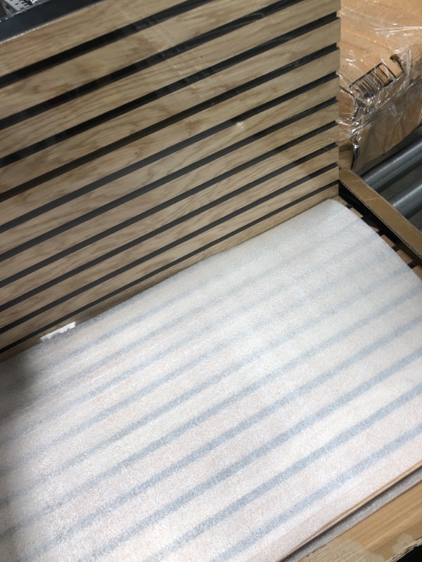 Photo 1 of 3D Slat Wood Wall Panels Acoustic Panels for Interior Wall Decor Natural Oak | Wood Slat for Wall | Soundproof | 42.5" x 17" Each | Set of 2 Wood Panels for Walls