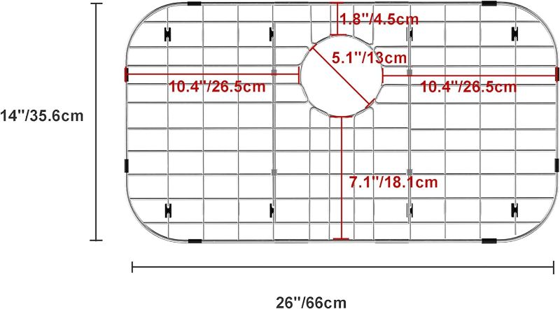 Photo 3 of (READ FULL POST) Kitchen Sink Grid and Sink Protectors, Stainless Steel Sink Grids for Bottom of Kitchen Sink Rear Drain with Corner Radius, Stainless Steel 26" x 14"
