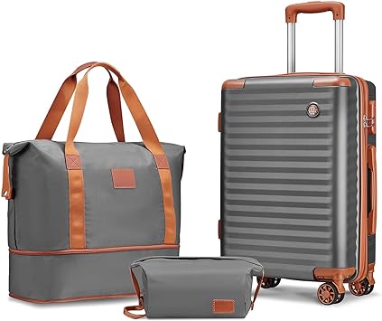 Photo 1 of ***USED - DEFAULT CODE IS 0-0-0***
Joyway Carry on Luggage 20 Inch Suitcases with Spinner Wheels, Hard Shell Luggage Sets 3 Piece Travel Suitcase Set with Combination Lock(20-In, Grey Brown)
