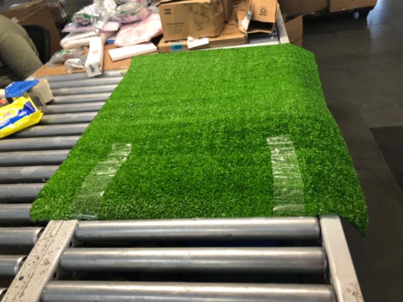 Photo 3 of Artificial Grass Rug 2.6ftx3.3ft Synthetic Turf Mat with Drainage Holes for Indoor Outdoor Pets Dogs Garden Lawn Landscape Patio 0.4inch Grass Height
