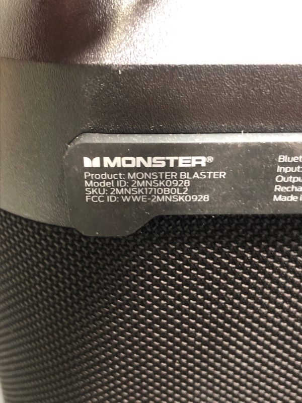 Photo 3 of Monster Bluetooth Boombox: IPX5 Rechargeable Waterproof Bluetooth Speaker with USB Charge Out & Aux Input, 120W Portable Wireless Bluetooth Speaker,Black