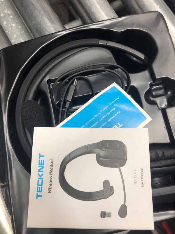 Photo 3 of TECKNET Trucker Bluetooth Headset with Microphone Noise Canceling Wireless On Ear Headphones, Hands Free Wireless Headset for Cell Phone Computer Office Home Call Center Skype (Black)